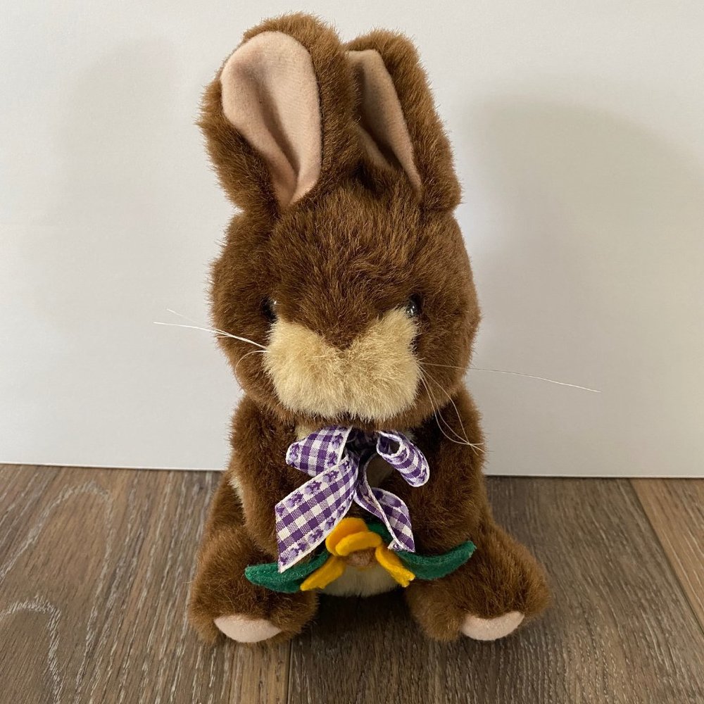 Vintage Commonwealth Bunny Rabbit Plush Bow Flower